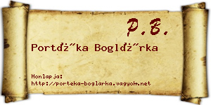 Portéka Boglárka névjegykártya